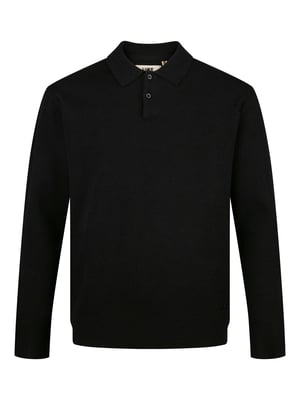 Luke 1977 Men's Kingsbridge Long Sleeve Knitted Polo in Black