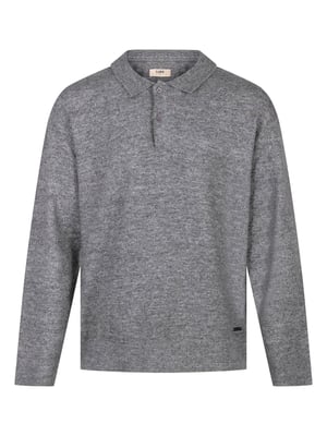 Luke 1977 Men's Kingsbridge Long Sleeve Knitted Polo in Grey