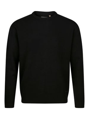 Luke 1977 Men's Salcombe Crew Neck Knitted Jumper in Black