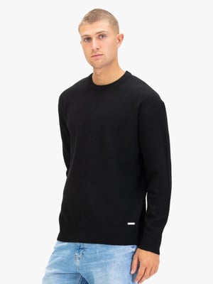 Luke 1977 Men's Salcombe Crew Neck Knitted Jumper in Black