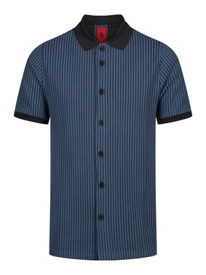 Luke 1977 Men's Matagalpa Button Up Textured Jacquard Polo in Grey
