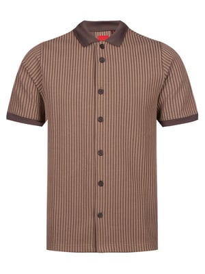 Luke 1977 Men's Matagalpa Button Up Textured Jacquard Polo in Brown