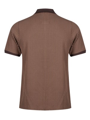 Luke 1977 Men's Matagalpa Button Up Textured Jacquard Polo in Brown