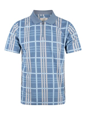 Luke 1977 Men's Fort Check Zip Polo in Blue