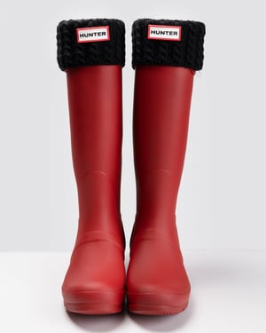 Recycled Mini Cable Tall Boot Sock Tall Sock in Black