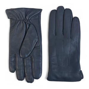 Heren marineblauwe Italiaanse leren warme wollen voering winterrijhandschoenen voor casual rijden