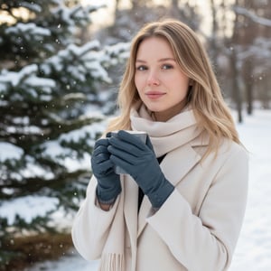 Dames winterhandschoenen met Italiaanse leren voering in zacht wol en blauwgroene kleur, met knoopsluiting