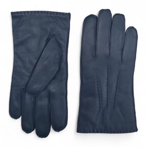 Heren marineblauwe Italiaanse leren warme wollen voering wintersteekontwerp rij- en casual handschoenen