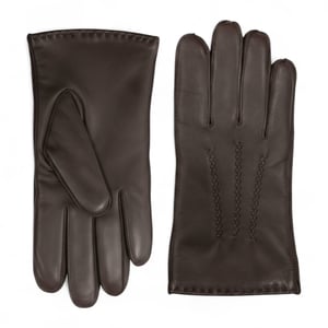 Men’s Brown Italian Leather Warm Wool Lining Winter Stich Design Riding Driving Casual Gloves