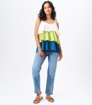 Multi Color Layered Strappy Top