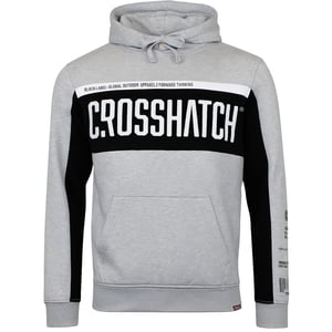 Crosshatch Panel Mens Grey Hoodie
