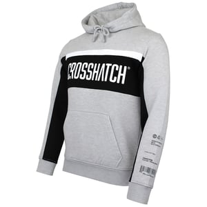 Crosshatch Panel Mens Grey Hoodie