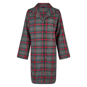 Happy Shorts Dames nachthemd lange mouw flanel rood/grijs geruit