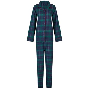 Happy Shorts Dames kerst pyjama set shirt + broek blauw/groen geruit flanel