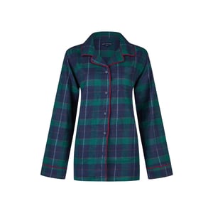 Happy Shorts Dames kerst pyjama set shirt + broek blauw/groen geruit flanel