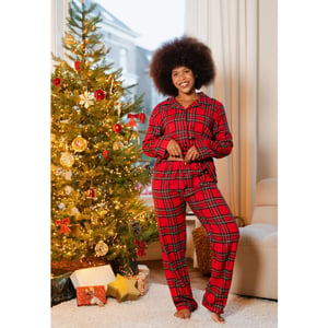 Happy Shorts Dames pyjama broek lang geruit flanel