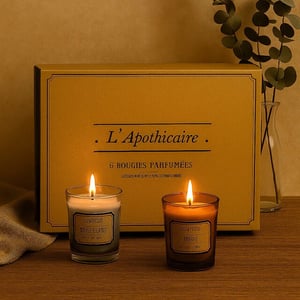 WDMT Luxe geurkaarsen geschenkset – 6 kaarsen in beige cadeaubox