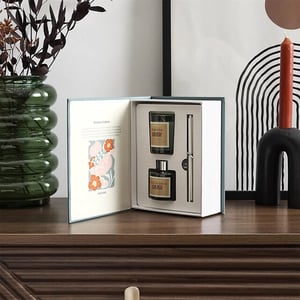 WDMT Geurkaarsen giftbox – luxe cadeauset met geurkaars & geurstokjes – blauw