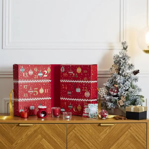 WDMT Kerstmis adventskalender – 34 × 25 × 14 cm – rood