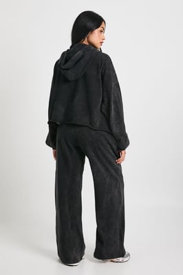 Washed Distressed Hem Straight Leg Tracksuit
