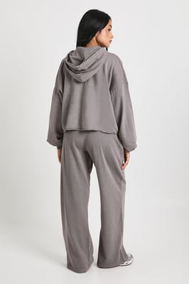 Washed Distressed Hem Straight Leg Tracksuit