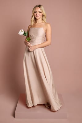 Teen Satin Pleat Detail Bridesmaid Dress