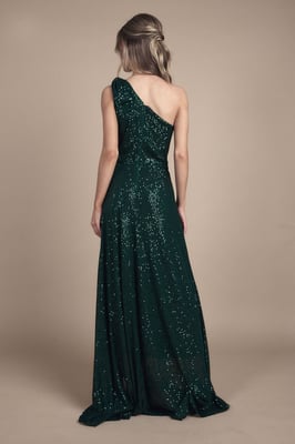Teen Coast Sequin Bow One Shoulder Maxi Bridesmaid Dress