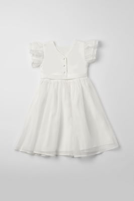Mesh Flutter Sleeve Flowergirl Dress