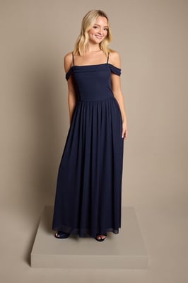 Teen Coast Cold Shoulder Stretch Mesh Bridesmaid Dress