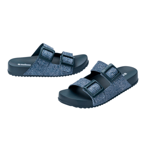 Cozy M Lover Slide Denim Buckle Closure in Blue