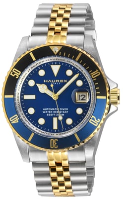 Eterno Black Blue Bezel Black Dial Two Toned Stainless steel Watch