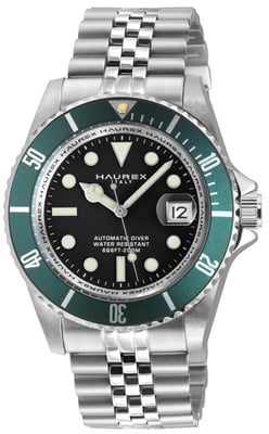 Eterno 316L Stainless Steel Case Green Bezel Black Dial Stainless steel Bracelet Watch