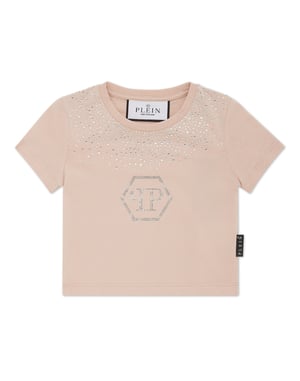 Cropped T-Shirt Strass Round Neck Ss Hexagon