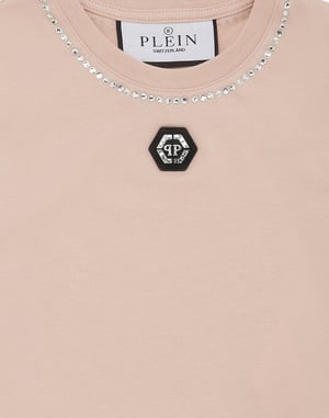 Cropped T-Shirt Strass Round Neck Ss