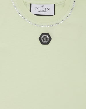 Cropped T-Shirt Strass Round Neck Ss