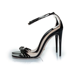Gucci vernis crystal sandals in black