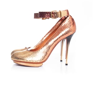 Lanvin Metallic python ankle strap pumps