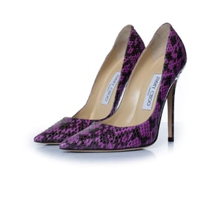 Jimmy Choo purple leather python pumps
