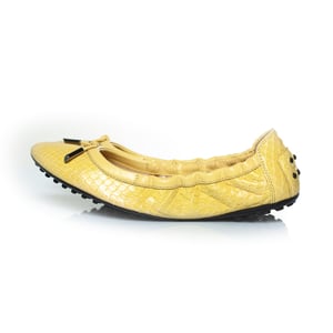 Tod's gele ballerina's van pythonleer