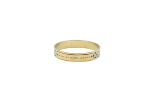 Marc by Marc Jacobs Logo Plaque Bangle in Gold Metal