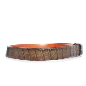 Santoni Alligator leren riem in olijfgroen
