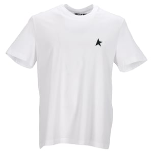 Golden Goose Wit T-shirt met contrasterend groen logo en ster