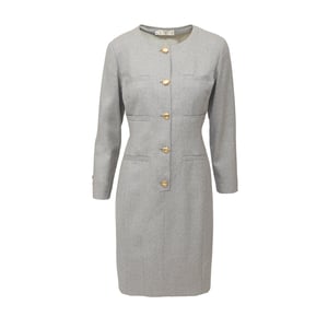 Valentino Miss V Wol Jurk met Schildpadknopen - '90s