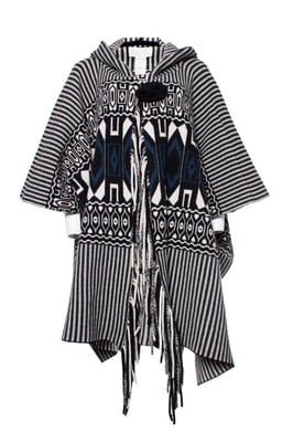Chloe huvponcho med etniskt tryck
