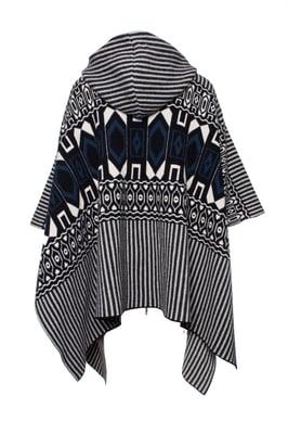 Chloe huvponcho med etniskt tryck
