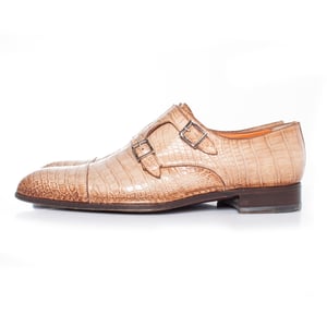 Santoni Double monk strap schoen in bruin alligatorleer