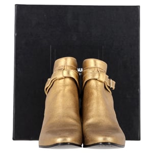 Saint Laurent Wyatt 40 Jodhpur Ankle Boots in Gold Leather