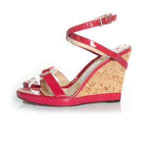 Jimmy Choo fuchsia sandal with cork wedge
