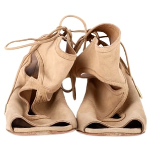 Aquazzura Sexy Thing Wedge in Beige Suede