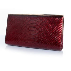 Jimmy Choo python leather clutch in metallic red